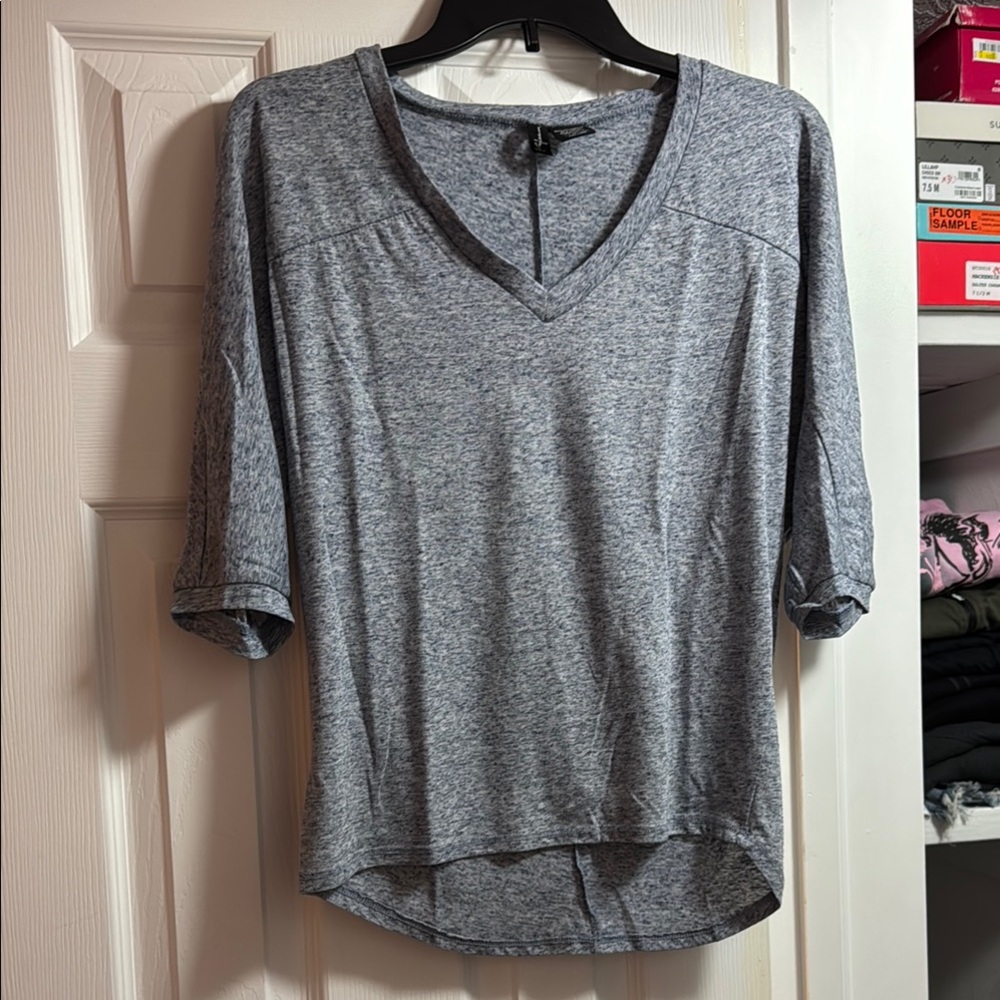 Gray/ blue V-Neck Women's Top